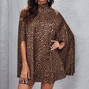 Leopard Cloak Sleeve Dress